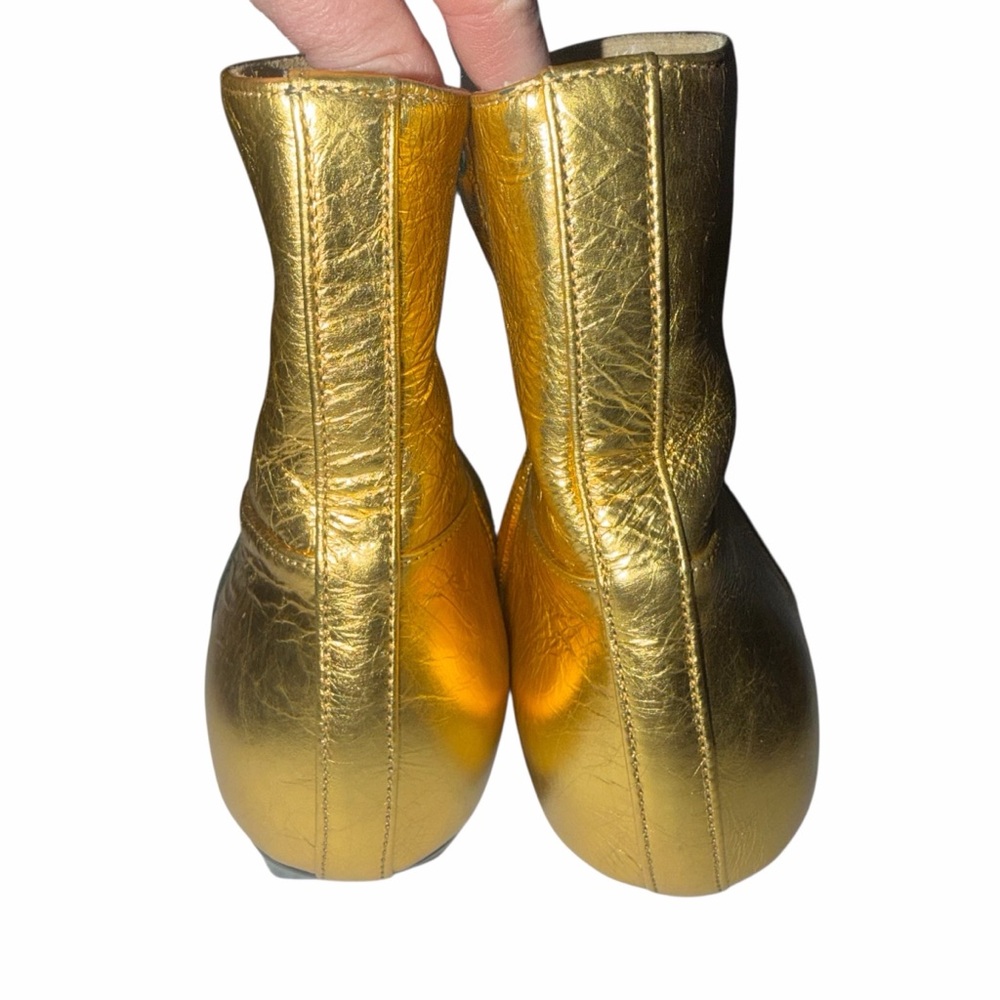 Khaite Gold Ankle Boots Metallic Booties Square Toe 7 Quiet Luxury Marfa New 🟡 - Picture 9 of 12